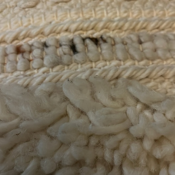 Textured Decorative Pillow 23”x16” Fibers natural cream & Tassels *Wool Blend - Picture 8 of 11